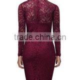 Women's Classicial Floral Lace Long Sleeve Slim Formal Mini Dress thumbnail-2