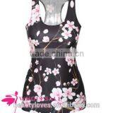 Pink Flower Printed Women Tank Tops ,women Sleeveless Summer Vests thumbnail-1