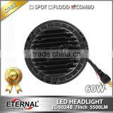 60W Round 7inch LED Headlight Replacement for Offroad Jeep Wrangler TJ JK CJ YJ 4x4 Vehicles Ford Harley Motorcycle thumbnail-2