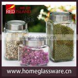 Square Storage Glass Jar With Screw Lid
