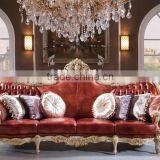 Luxury Solid Wood Red Leather Sofa, Royal Living Room Leather Sofa thumbnail-3