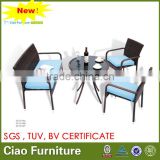 HIGH QUALITY OUTDOOR COFFEE TABLE SET DARK BROWN COFFEE WICKER TABLE CHAIRS