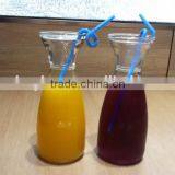 500ml Drinking Glass Bottle With Straw Glass Juice Bottle Glass Beverage Bottle thumbnail-1