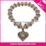 Lucky Alloy DIY Elastic Beads Bracelet with Silver Heart Pendant