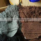 Men Barbarian Knit Crochet Hat Mad Scientist Wig Mustache Cap Beard Hat thumbnail-3