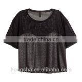 New Arrival Women Short Sleeve Wide Jersey Cropped Mesh Tops HST9262 thumbnail-2