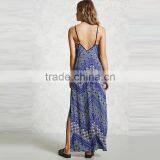 2017 Summer Women Floral Design Chiffon Geometric Maxi Dress HSm9121 thumbnail-3