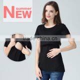 Blank Short Sleeve Maternity Clothes Hide Opening Breastfeeding Clothing Month of Service Nursing T-shirts thumbnail-2
