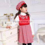 2015 Kid Apparel Houndstooth Pleated Winter Kid Dress Kid Clothing for Cute Girl thumbnail-2