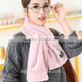 Brand Design Winter Scarf Women Faux Rabbit Fur Collar Fur Scarf Cross Warm Ladies Scarves thumbnail-1