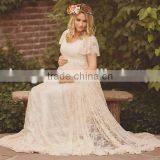 Women Maternity Lace Gown Dress For Photo Shoot White Lace Long Frock Design Wedding Dresses thumbnail-4