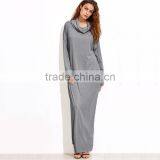 Cowl Neck Plus Size Women Clothing Long Sleeve Maxi Dress With Pockets Muslim Dress thumbnail-1