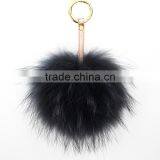 Myfur Fluffy Pompom Bag Pendant Fuzzy Charm Raccoon Fur Ball Leather Strap Keychain Keyring thumbnail-4