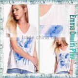 2016 Top Custom Designs Ditigal Printing Girls Open Hem Deep V Neck T-Shirt thumbnail-5