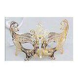 8 Inch Gold Metal Venetian Masks With Satin Ribbon For Carnival
