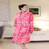 Pink Jacquard Flannel Fleece for Womens Night Robe thumbnail-1