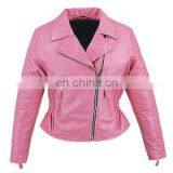 HMB-0328E WOMEN LEATHER JACKETS BASIC BIKER FASHION PINK COATS