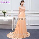 Long Chiffon Bridesmaid Dresses Peach High Quality Lace Backless Sexy Brides Maid Of Honor Vestidos De Real Photo D001