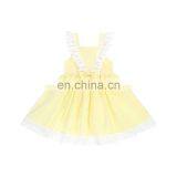 Latest Kid Dress Girl Sleeveless Soft Yellow Ruffle Cute Bow Kid Dress Boutique Children Clothing thumbnail-1