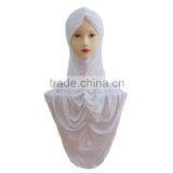 A239 Newest Design Solid Color Ruffle Lycra TWO Pieces HIJAB thumbnail-1