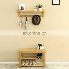 Wood Bamboo 3 Tier Shoe Bench Rack With Seat thumbnail-5