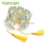 Charm Yellow Cotton Tassel Bracelet Seed Bead Bracelet Handmade for Women CLL143 thumbnail-2