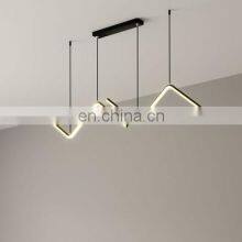 Minimalist Line LED Restaurant Chandelier Nordic Modern Ceiling Lamp Black Aluminum Pendant Light thumbnail-2
