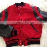 Wool Body and Genuine Leather Sleeves Varsity Letterman Jacket With Shoulder Stripes