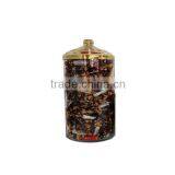 Glass Dragee Jar With Brass Cover, Candy Pot, Spice Jars SK1619 thumbnail-4