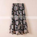 Ladies Chiffon Floral Printed Long Flared Skirts thumbnail-1