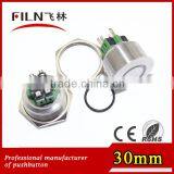 FILN 30mm Stainless Steel Momentary Flat Waterproof 110v Ring Red LED Momentary Push Button Switch thumbnail-2