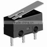 Subminiature Basic Switch, Single Pole Double Throw (SPDT), 250 Vac, 5 A, Straight Lever Actuator, Quick Connect Termination