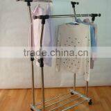 Adjustable double pole clothes hanging rack