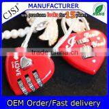 [Lock Factory] Produce Valentine's Lovers Shaped Padlock Cable Red Heart Lock thumbnail-1