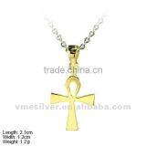[PSA-0983c] 925 Silver Religion Pendant / Charm With Gold Plated, Plain Silver Cross Charm/ Pendant thumbnail-1