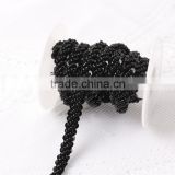 2016 Wholesale 1cm high quality fashion design black fancy embroidery beaded chain lace trim