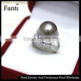 Pure Round Pearl Price Natural Sun Pearl Ring Real 925 Silver Ring thumbnail-1