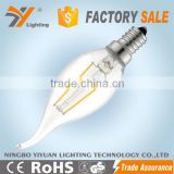 E14 led bulb filament C37L 2W CE-LVD/EMC, RoHS, TUV-GS Approved Aluminium Glass