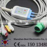 Spacelabs 72715 ECG 3 Lead Cable and Leadwires, IEC, Grabber