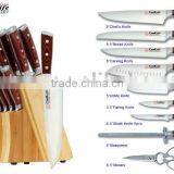 15Pcs Pakka Wood Handle Knife Set With Block thumbnail-1