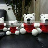 Customize 9 Inch Soft Stuffed Animal Plush Toy White Polar Bear With Red Cloths thumbnail-2