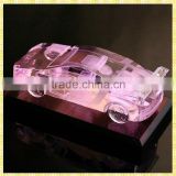Personalized Handmade Pink Crystal Glass Car Model For Auto Show Souvenirs