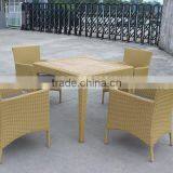PE Rattan Furniture Dining Set Teakwood Table thumbnail-2