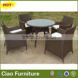 Outdoor Furniture Brown Rattan Table Chairs thumbnail-1