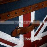 Europe Handmade Antique UK Flag Fabric and Leather Decorative Storage Trunk thumbnail-5