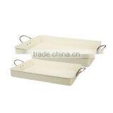 White Metal Serving Tray, Large Rectangular Tray