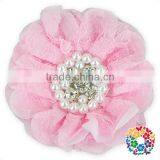 Fashion Turquoise Lace Flower Jewelry Decorative Handmade Rhinestone Fabric Flower thumbnail-3