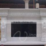 High Quality Home Decoration Marble Fireplace With Lion Head thumbnail-4