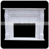Home Decoration Hand Carving White Flower Marble Fireplace Mantel thumbnail-4
