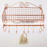 VINTAGE COPPER STORAGE BASKET SHELF UNIT WALL HUNG KITCHEN WIRE BASKET thumbnail-3